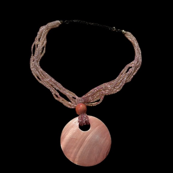 Pink Shell Medallion Necklace - Picture 2 of 3